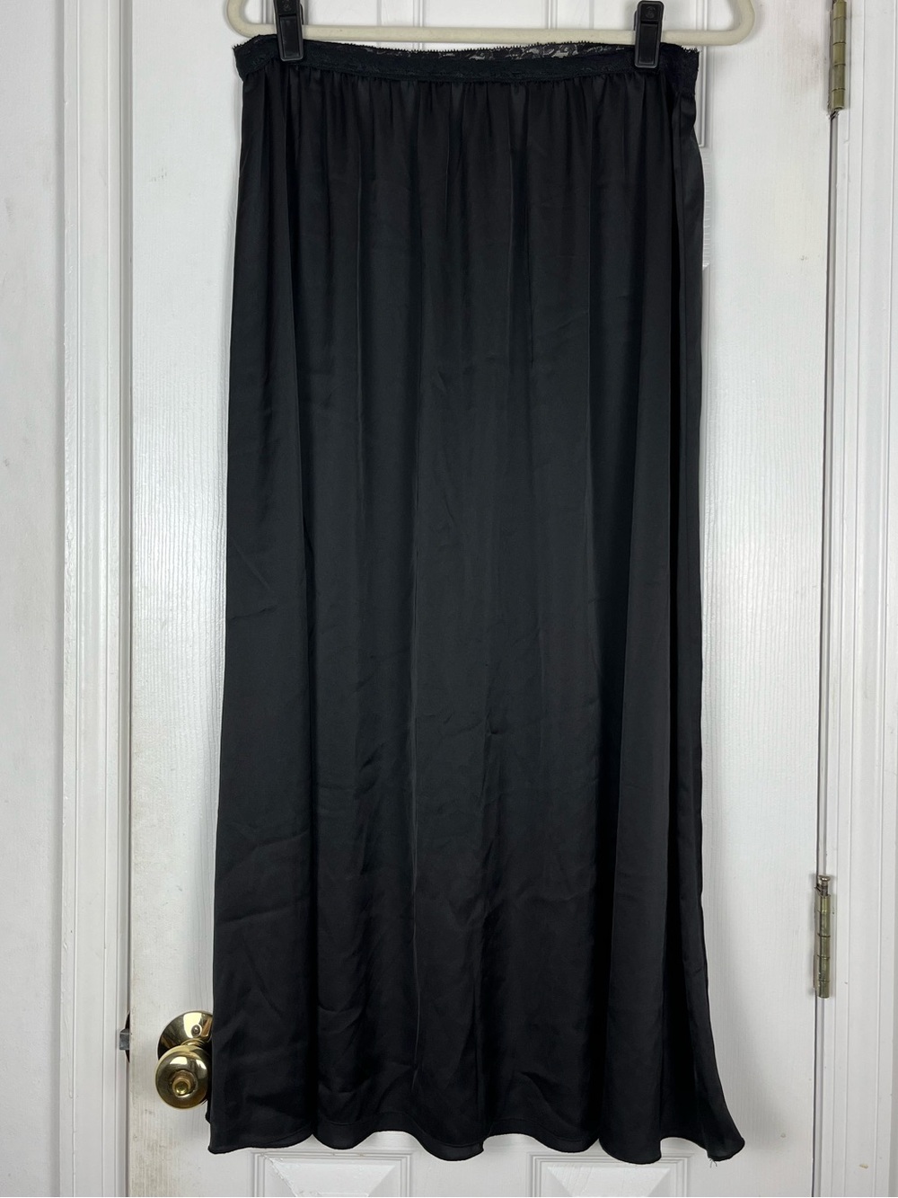 Kate Kasin Black Satin-Like Maxi Slip Skirt 2XL Gothic Vampire